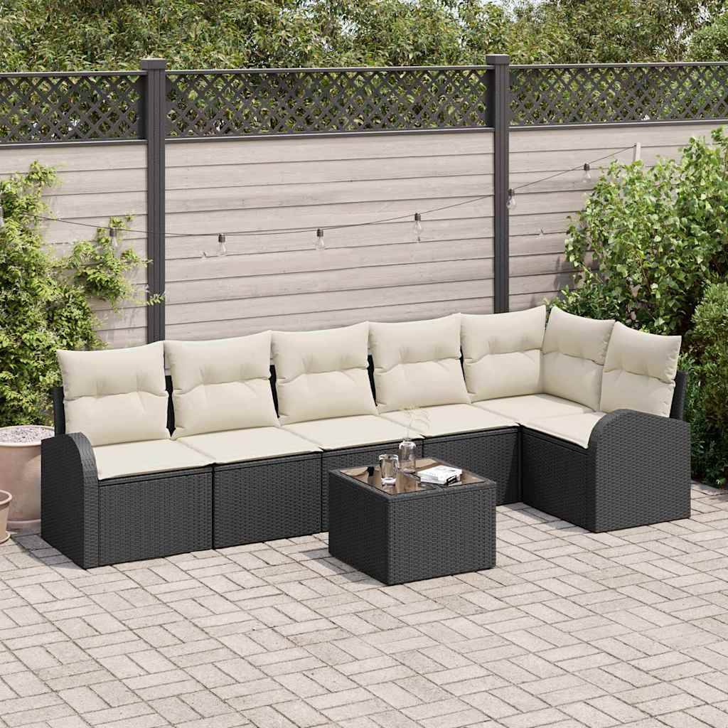 Salon de Jardin 6 Places en Poly Rotin Modulable avec Table Basse Noir – ComfortXL Outdoor Living - Image 1