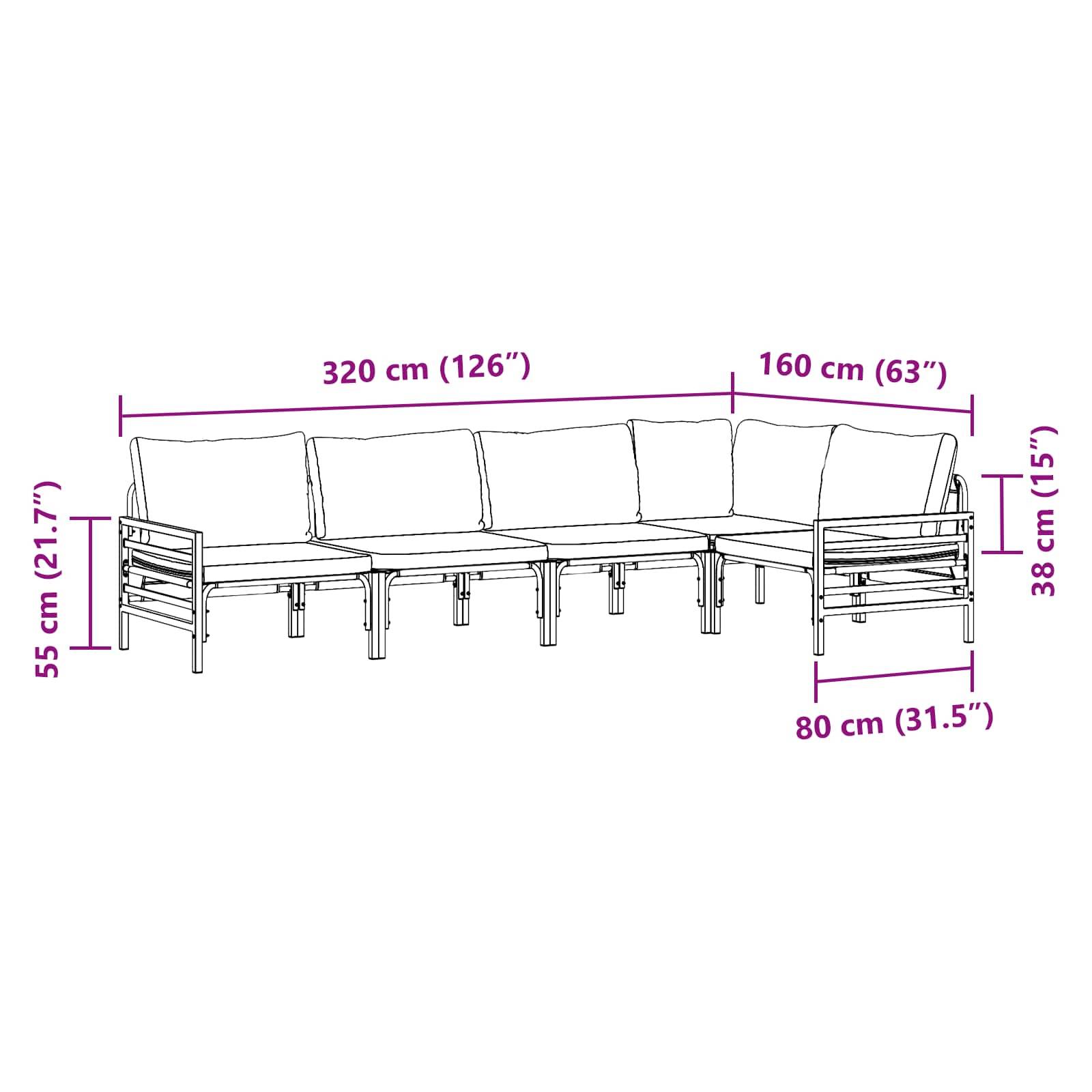 Vidaxl - Ensemble de canapé de jardin avec coussin 5 pcs Noir Acier vidaXL 3378988 - Image 3