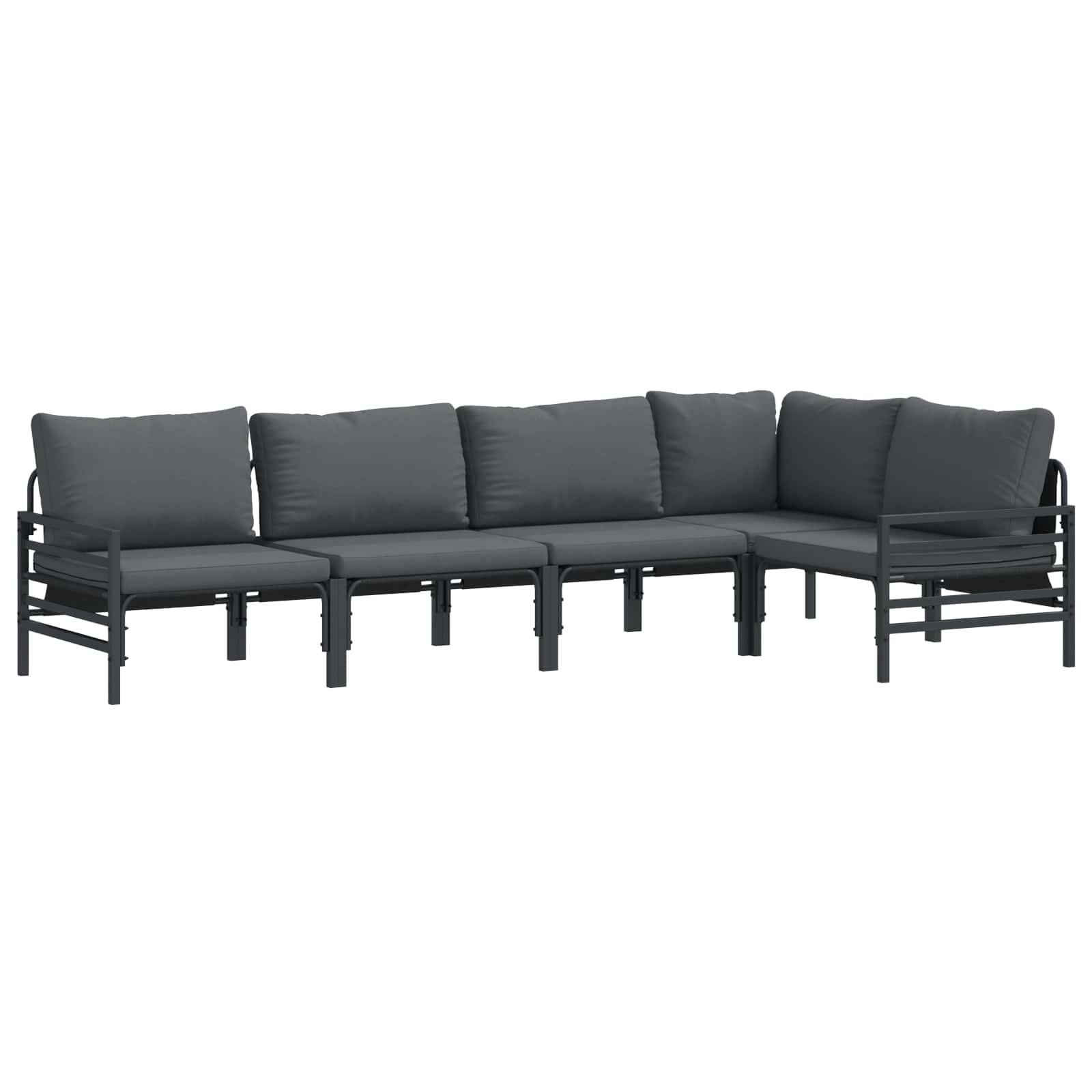 Vidaxl - Ensemble de canapé de jardin avec coussin 5 pcs Noir Acier vidaXL 3378988 - Image 2