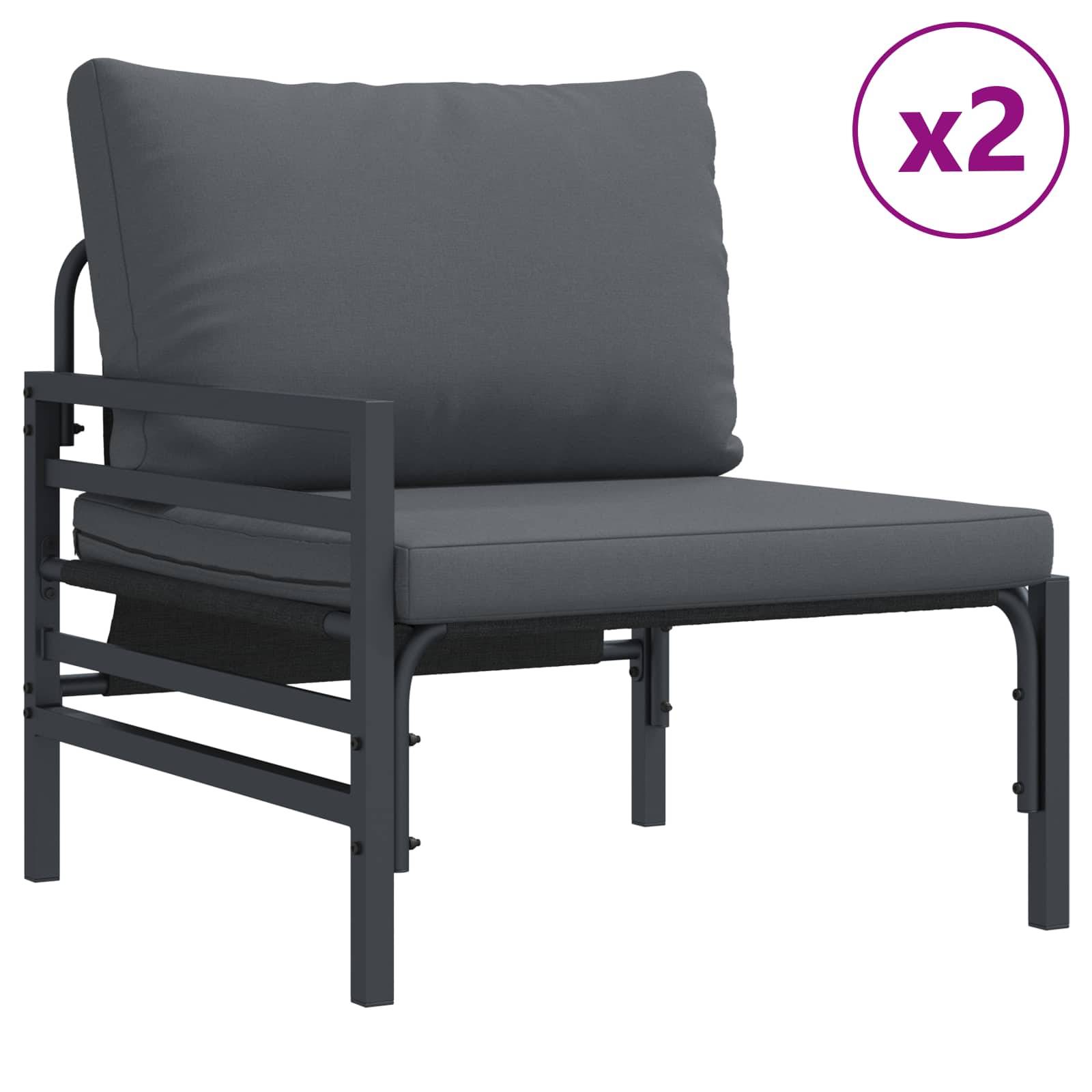 Vidaxl - Ensemble de canapé de jardin avec coussin 5 pcs Noir Acier vidaXL 3378988 - Image 4