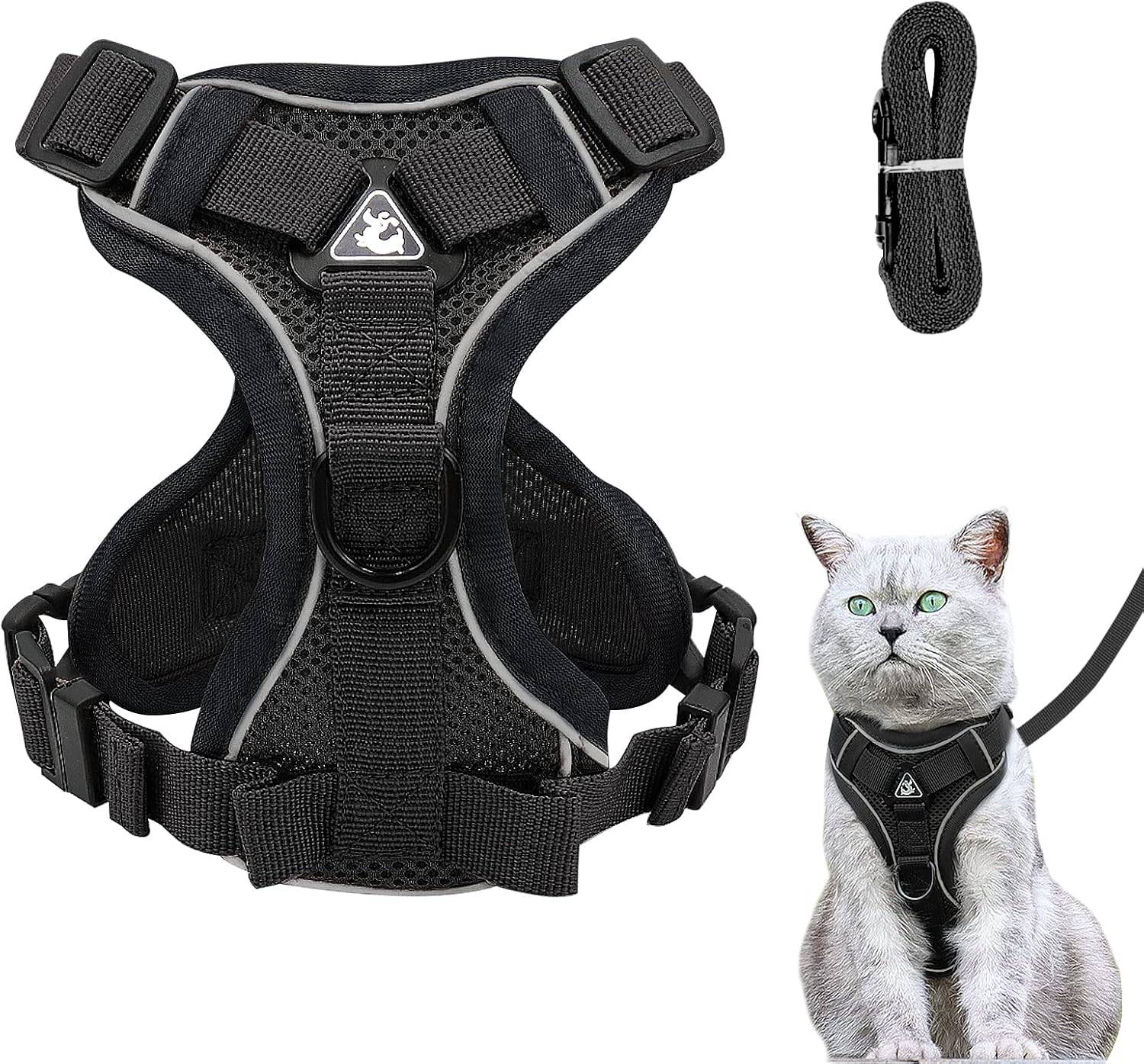Harnais réglable pour Chat - Anti-éclatement Noir - M