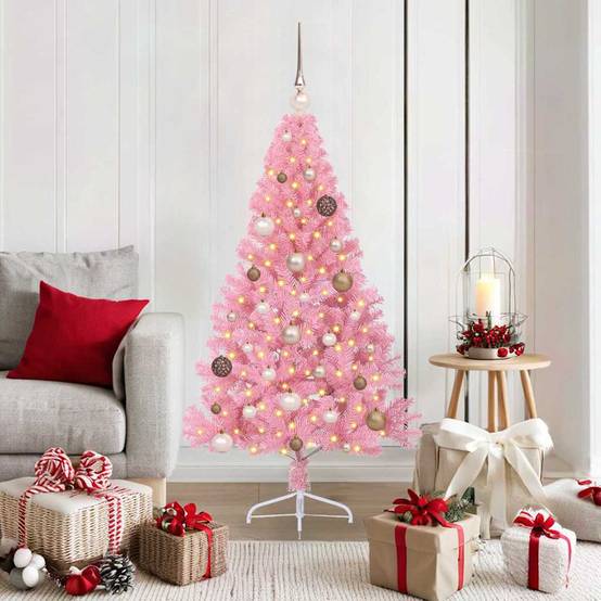 Vidaxl - Sapin de Noël artificiel pré-éclairé Rose 150 cm PVC vidaXL 3397061 - Image 1