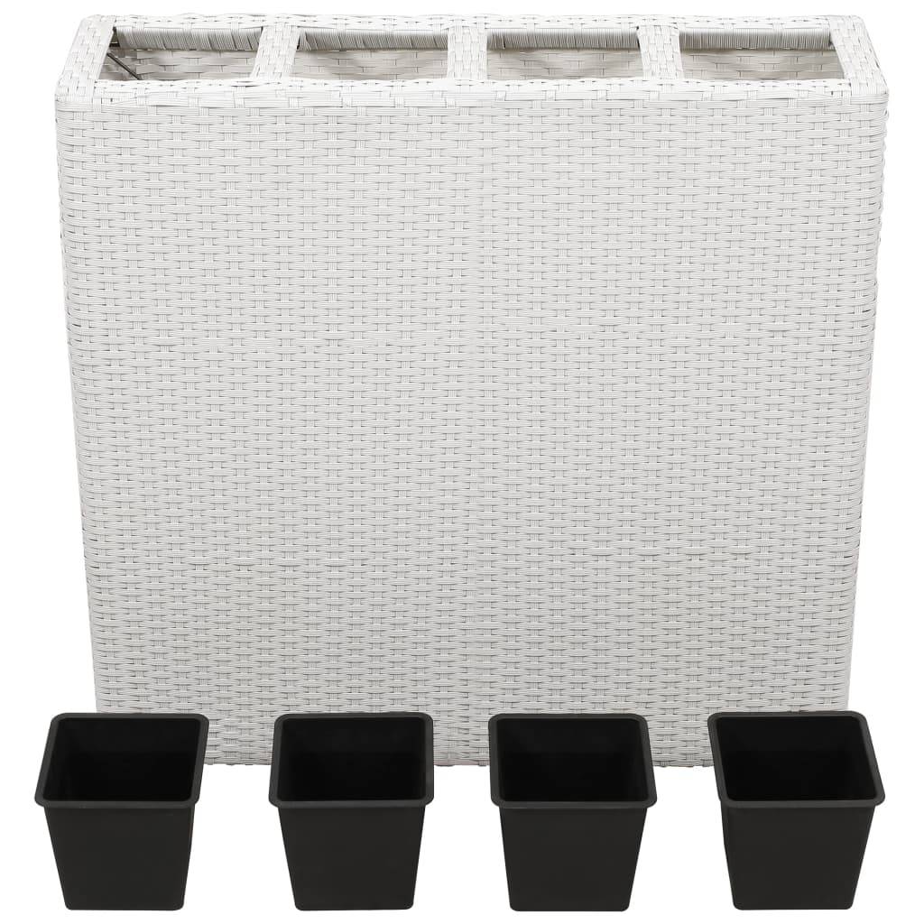 Vidaxl - Lit surélevé de jardin avec 4 pots Résine tressée Blanc vidaXL 45427 - Image 6