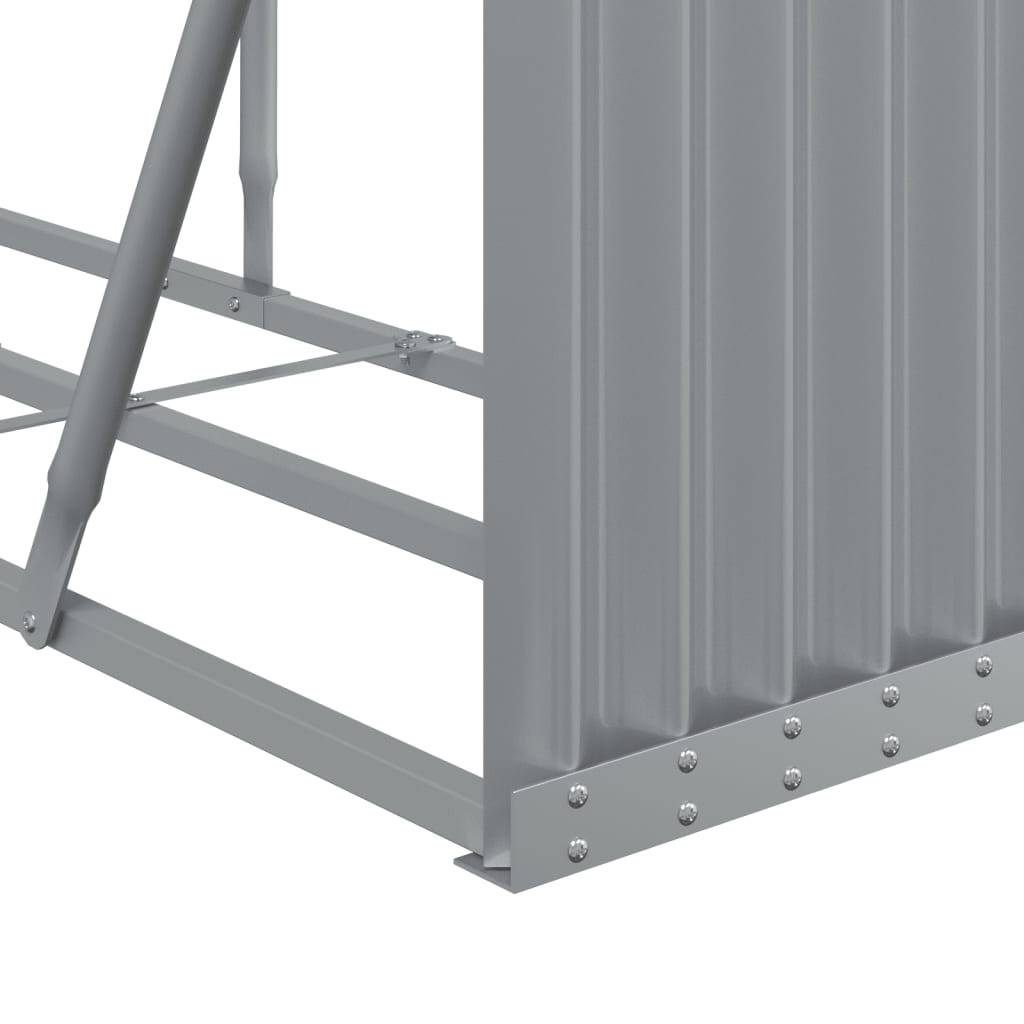 Range-bûches en acier galvanisé pour jardin 180x45x100 cm Gris – ComfortXL Outdoor Living - Image 7