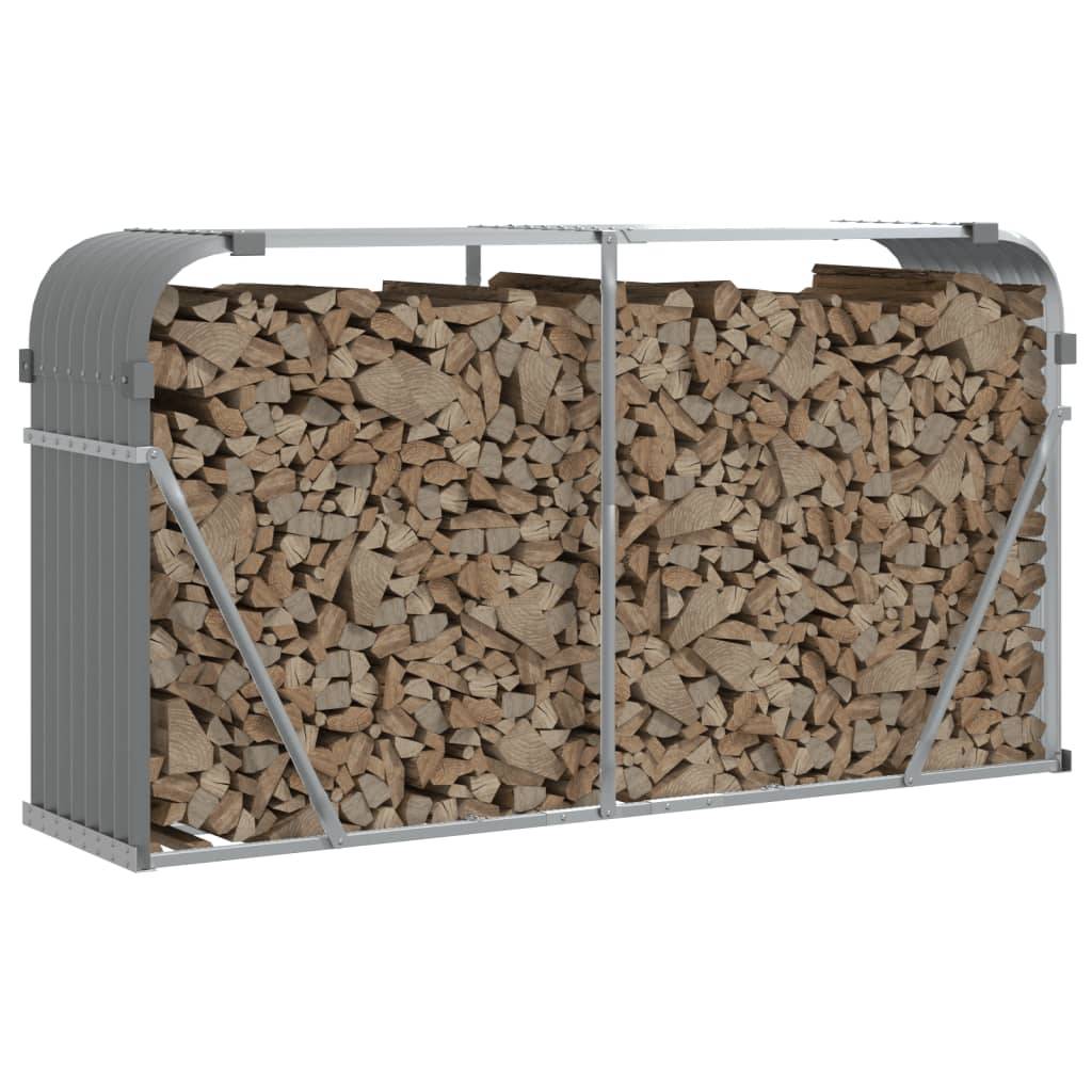 Range-bûches en acier galvanisé pour jardin 180x45x100 cm Gris – ComfortXL Outdoor Living - Image 3
