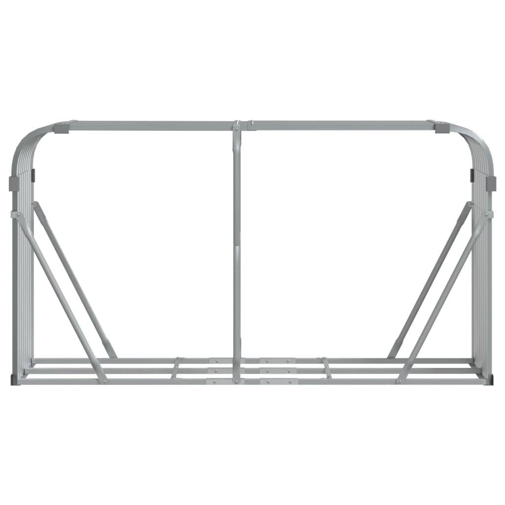 Range-bûches en acier galvanisé pour jardin 180x45x100 cm Gris – ComfortXL Outdoor Living - Image 4