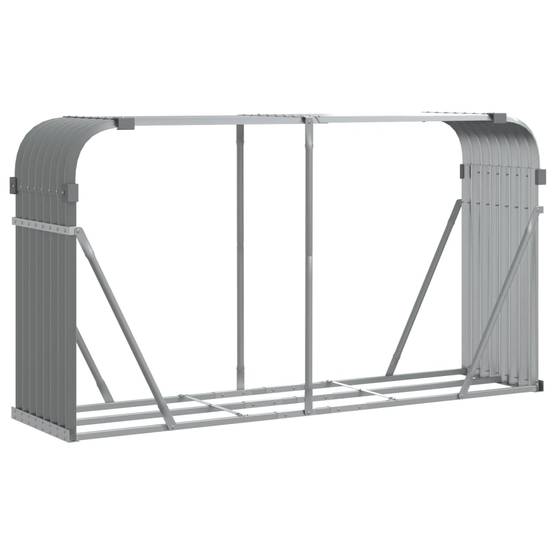 Range-bûches en acier galvanisé pour jardin 180x45x100 cm Gris – ComfortXL Outdoor Living - Image 2