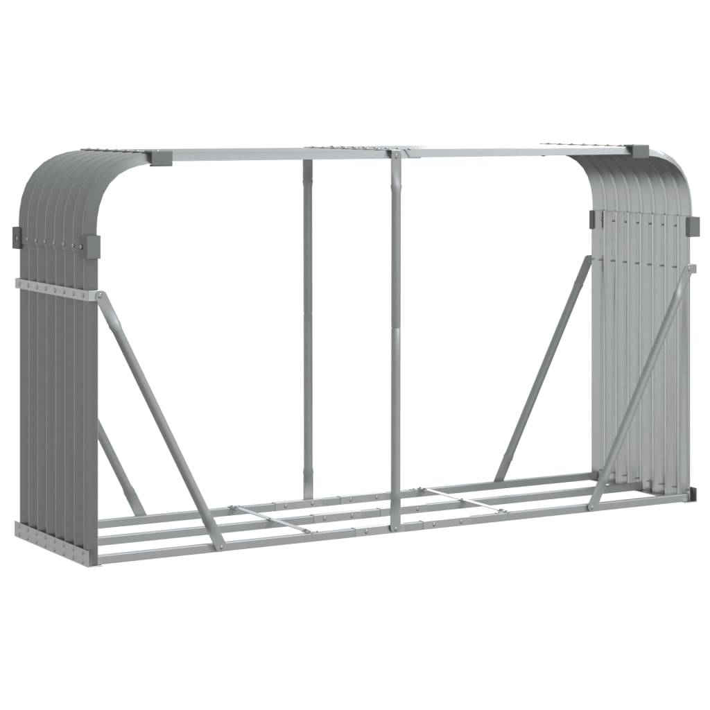 Range-bûches en acier galvanisé pour jardin 180x45x100 cm Gris – ComfortXL Outdoor Living - Image 2