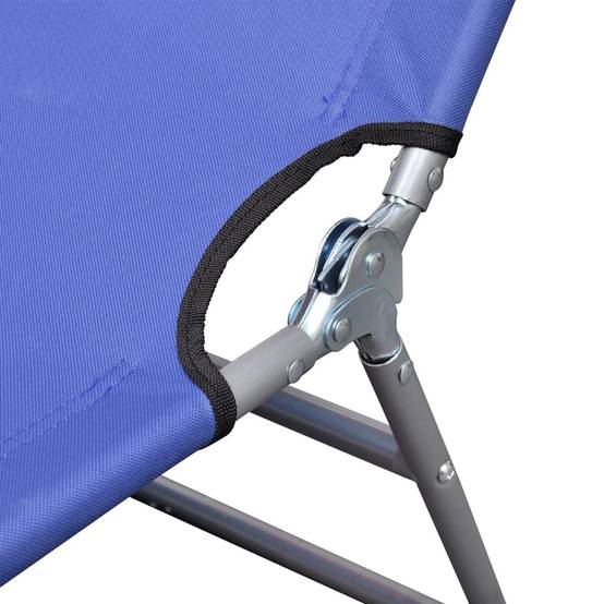 Chaise longue pliable acier enduit de poudre bleu 189 x 58 x 27 cm - PANGIVO - Image 4