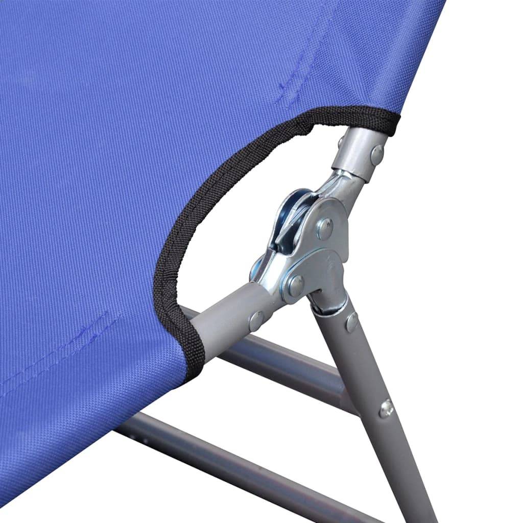 Chaise longue pliable acier enduit de poudre bleu 189 x 58 x 27 cm - PANGIVO - Image 4