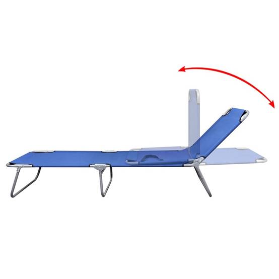 Chaise longue pliable acier enduit de poudre bleu 189 x 58 x 27 cm - PANGIVO - Image 3