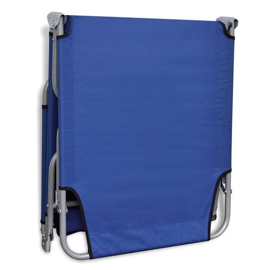 Chaise longue pliable acier enduit de poudre bleu 189 x 58 x 27 cm - PANGIVO - Image 5