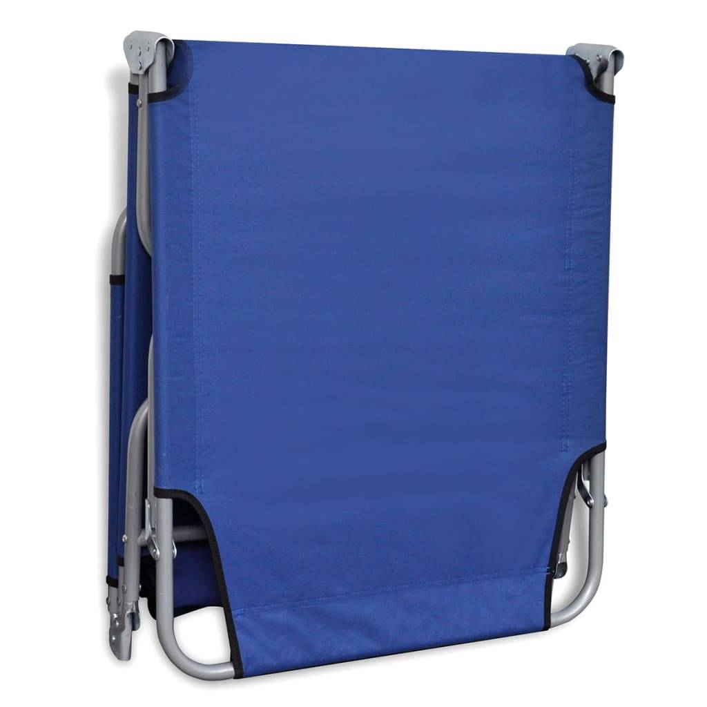 Chaise longue pliable acier enduit de poudre bleu 189 x 58 x 27 cm - PANGIVO - Image 5