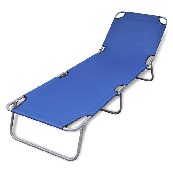 Chaise longue pliable acier enduit de poudre bleu 189 x 58 x 27 cm - PANGIVO - Image 1