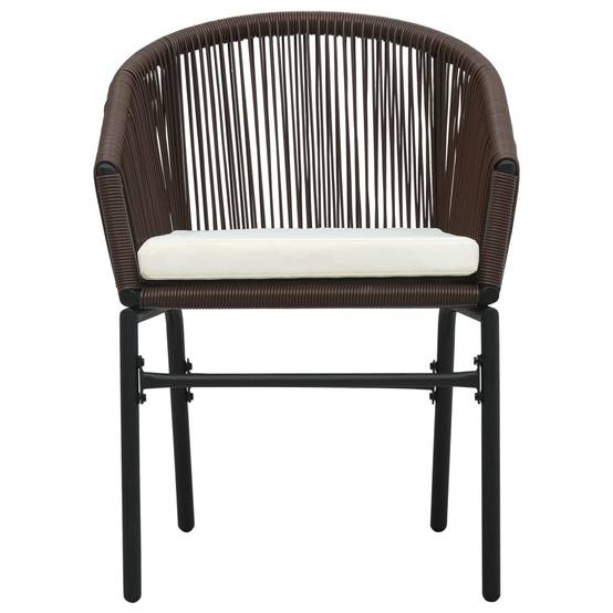 Ensemble Repas 6P 140cm Rotin PVC Coussins Crème Marron – ComfortXL Outdoor Living - Image 5