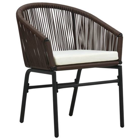 Ensemble Repas 6P 140cm Rotin PVC Coussins Crème Marron – ComfortXL Outdoor Living - Image 4