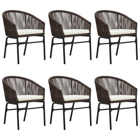 Ensemble Repas 6P 140cm Rotin PVC Coussins Crème Marron – ComfortXL Outdoor Living - Image 3