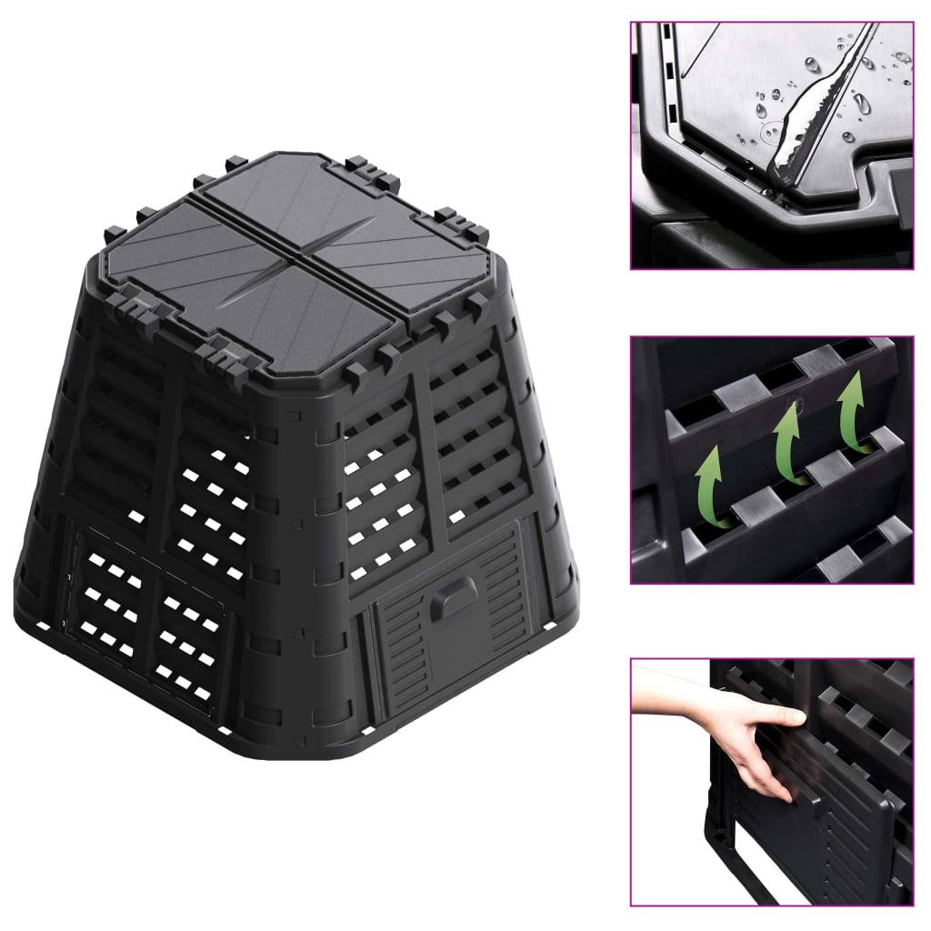 ComfortXL - Composteur de jardin 480 L en plastique pour potager et cuisine Noir – ComfortXL Outdoor Living
