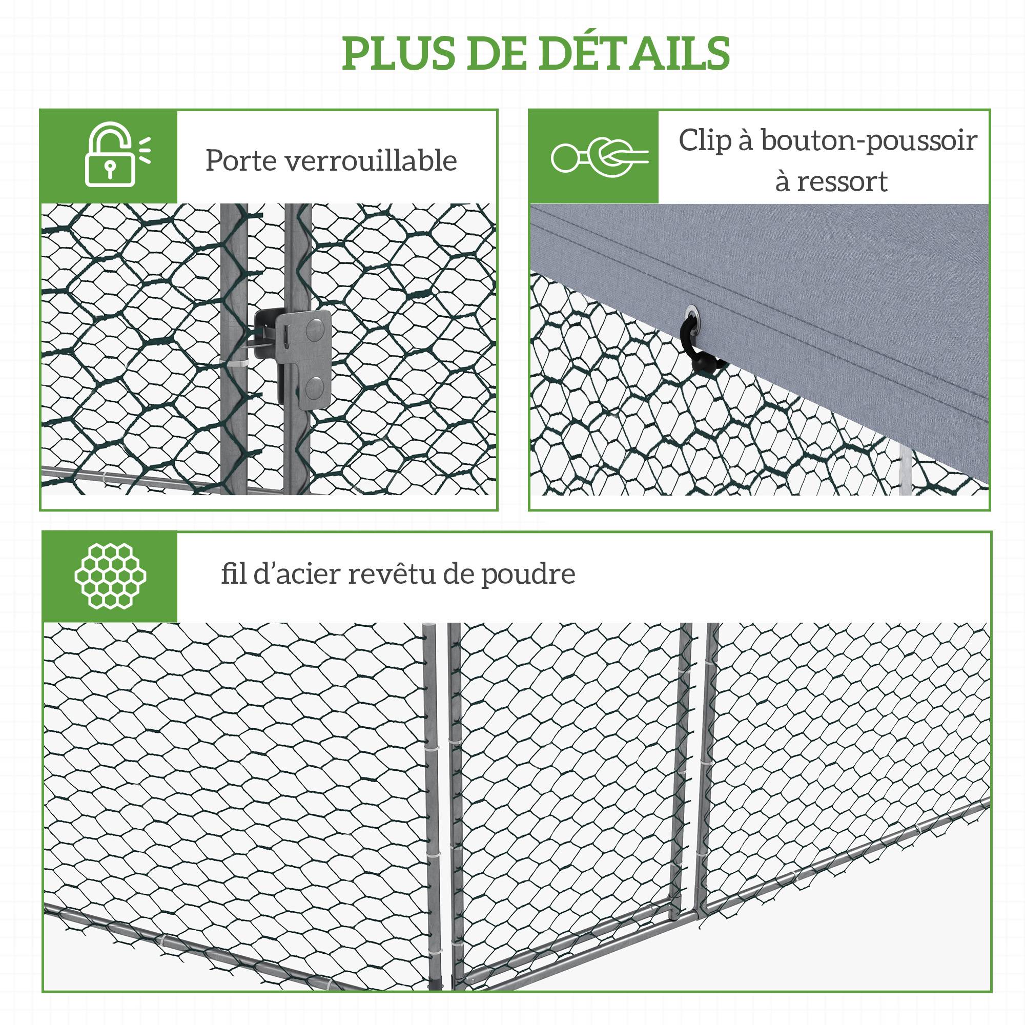 Volière pour volailles acier galvanisé gris 400 x 346 x 263 cm - PANGIVO - Image 9