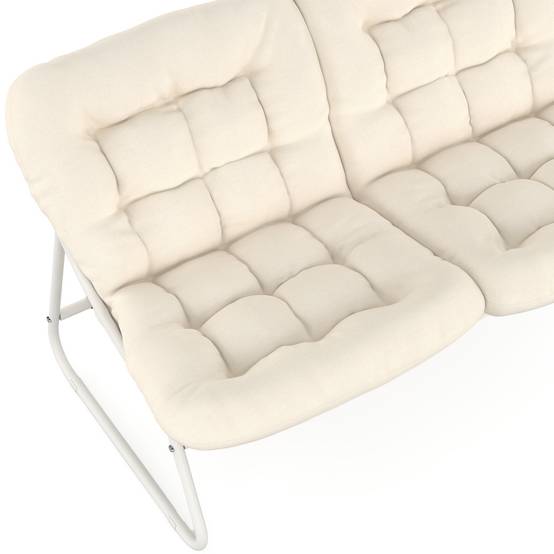 IDMARKET - Salon de jardin bas ARONA 4 places en acier blanc et coussins beiges avec canapé, fauteuils et table - Image 7
