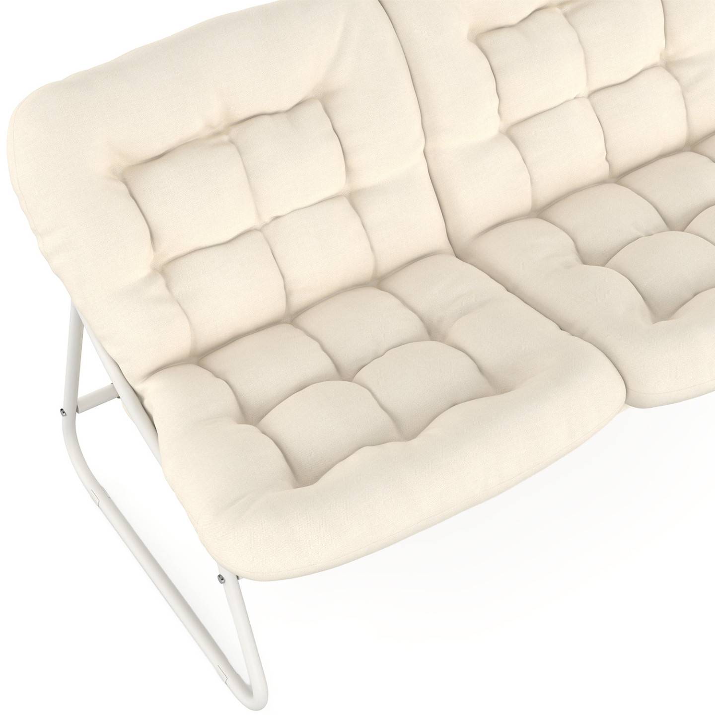 IDMARKET - Salon de jardin bas ARONA 4 places en acier blanc et coussins beiges avec canapé, fauteuils et table - Image 7