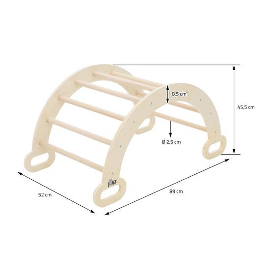 Arche d'escalade pour enfants en bois naturel jeu multifonctionnel avec poignées convient aux plus de 2 ans encourage la motricité et le mouvement - Image 6