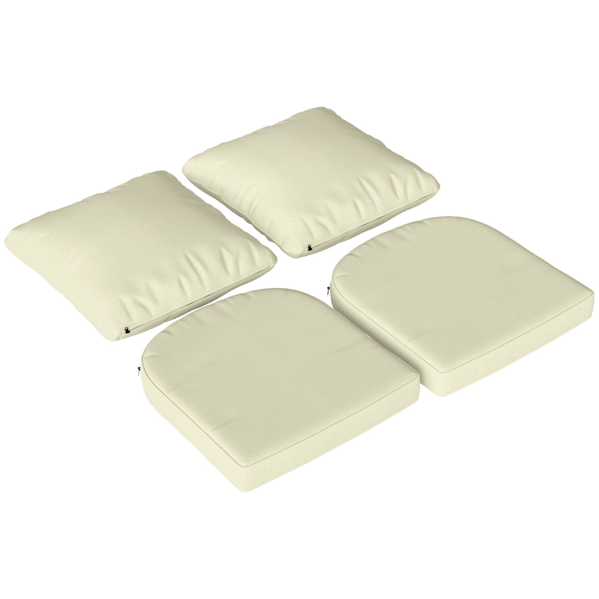 Ensemble de 2 coussins d'assise avec dossier, coussin d'assise et de dossier extérieur et intérieur, crème - Image 2