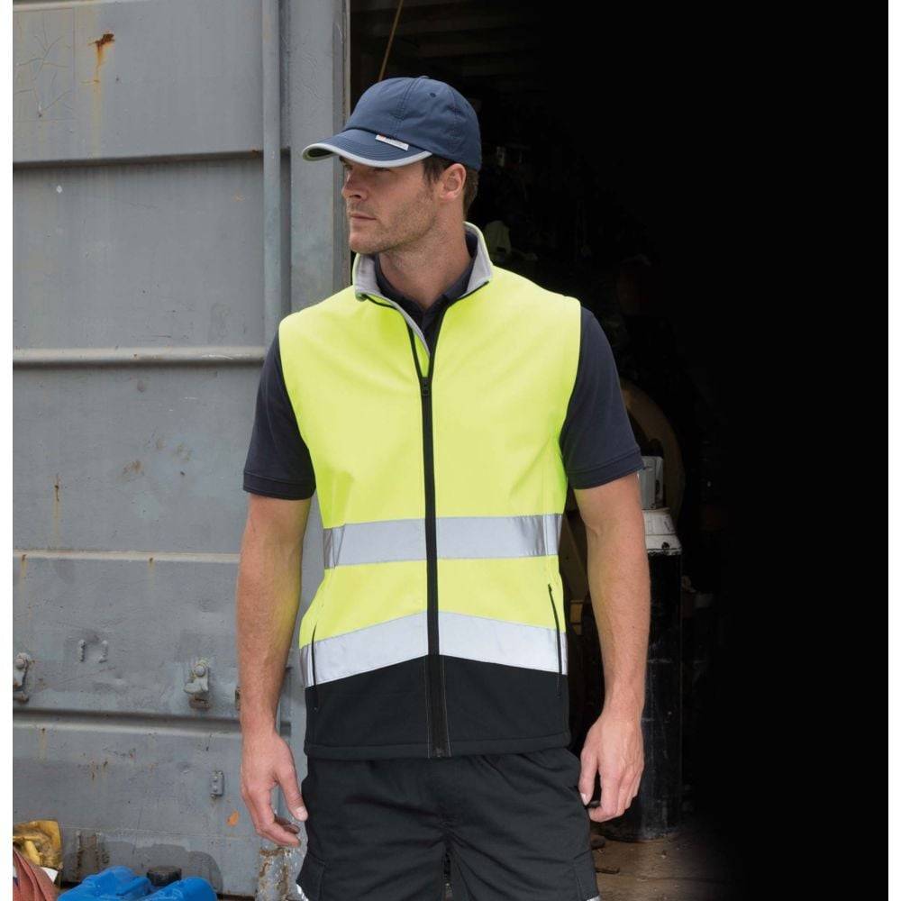 Gilet sans manches haute visibilité Softshell Result HIGH VIZ Jaune / Noir 3XL - Image 3