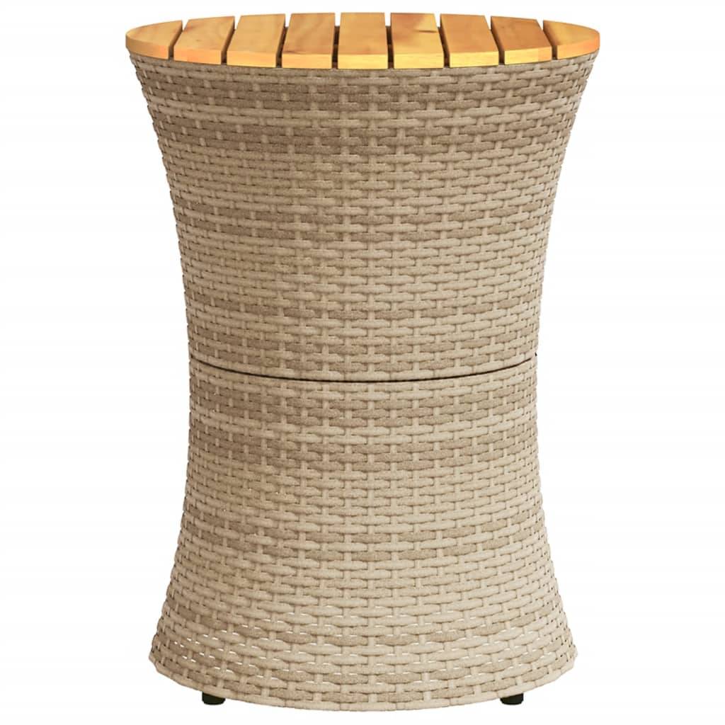 Petite Table d'Appoint de Jardin Ronde Beige Style Tambour, en Résine Tressée et Bois – ComfortXL Outdoor Living - Image 5