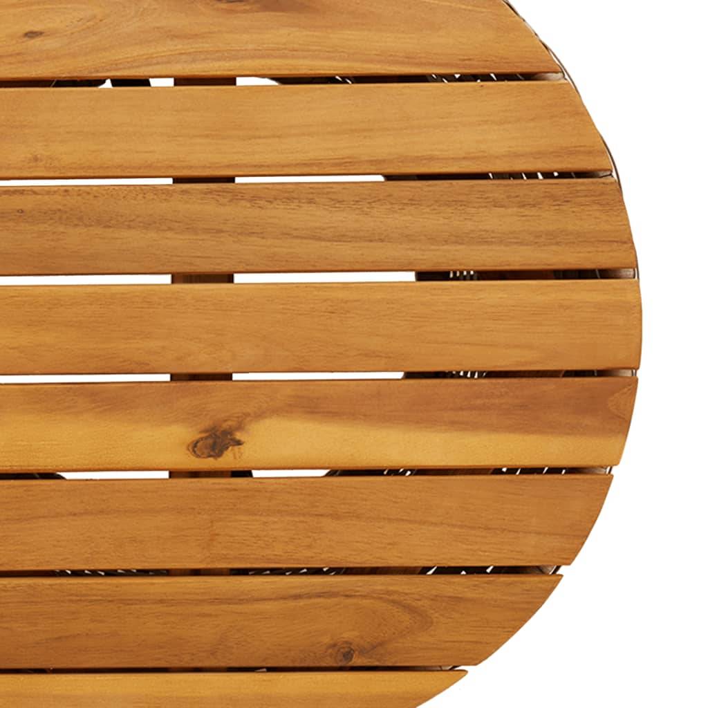 Petite Table d'Appoint de Jardin Ronde Beige Style Tambour, en Résine Tressée et Bois – ComfortXL Outdoor Living - Image 7