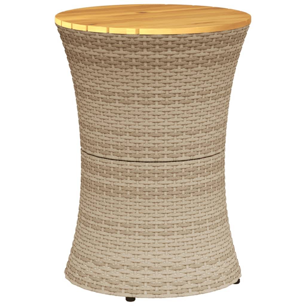Petite Table d'Appoint de Jardin Ronde Beige Style Tambour, en Résine Tressée et Bois – ComfortXL Outdoor Living - Image 6