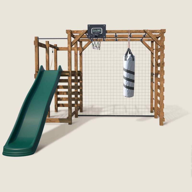 Soulet - Aire de jeux multisport en bois traité avec toboggan ACHILLE - Image 3