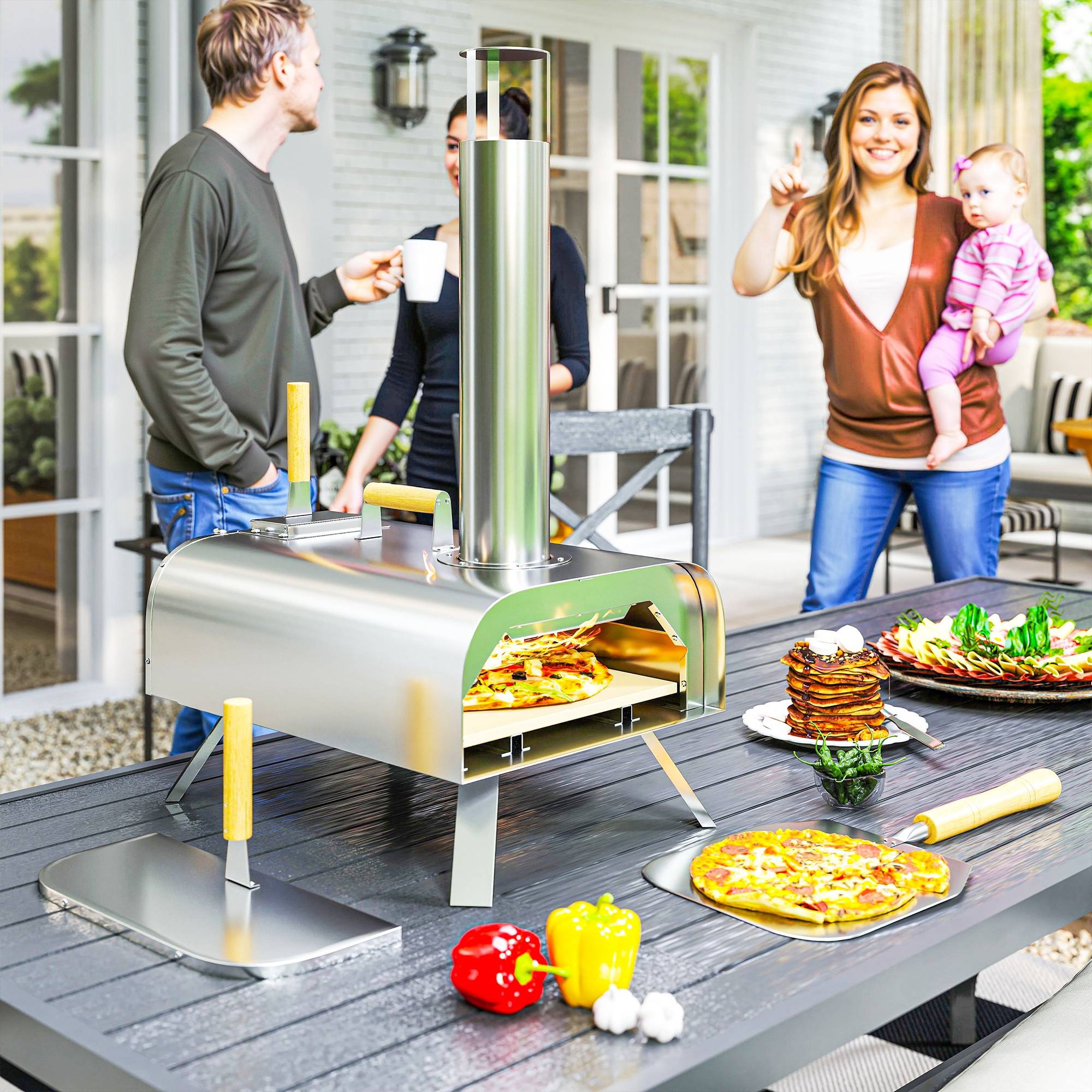ComfortXL - Four à pizza extérieur acier inoxydable 79 x 36 x 75 cm jardin camping bois ou pellets - ComfortXL Outdoor Living - Image 2