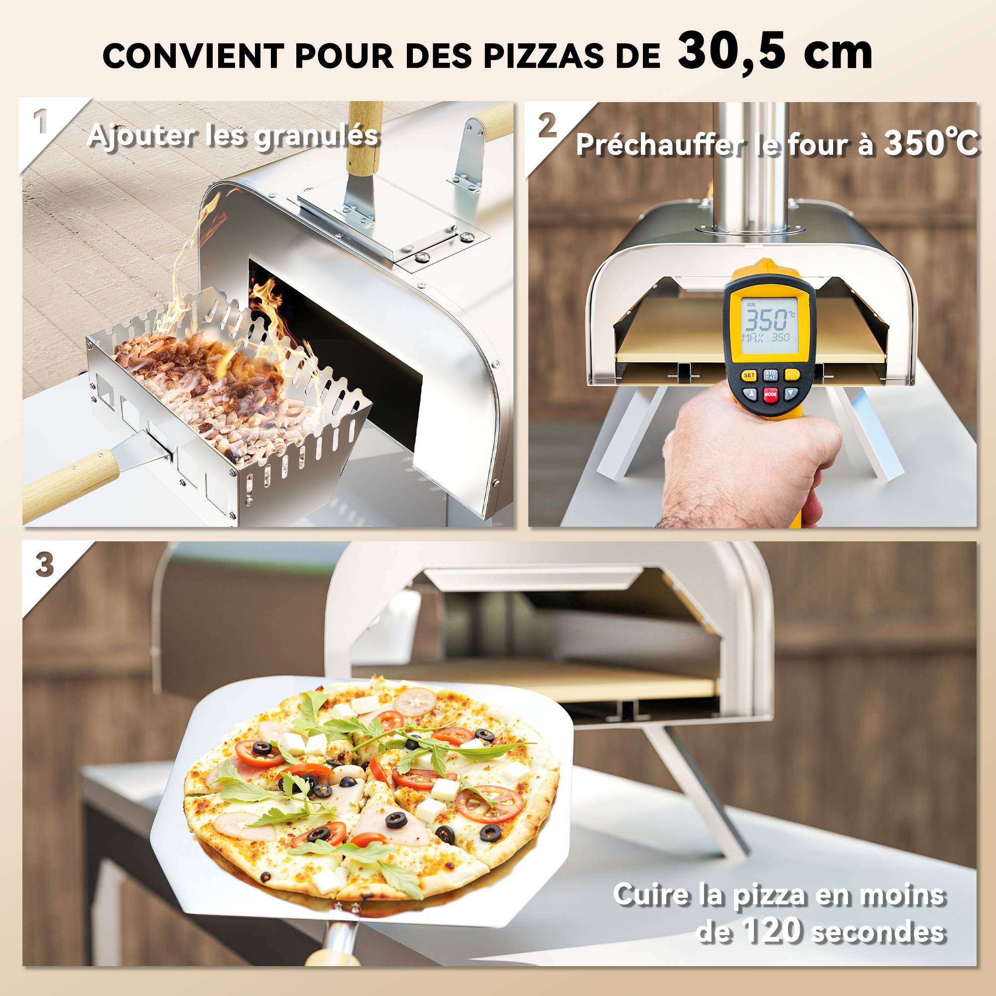 ComfortXL - Four à pizza extérieur acier inoxydable 79 x 36 x 75 cm jardin camping bois ou pellets - ComfortXL Outdoor Living - Image 5