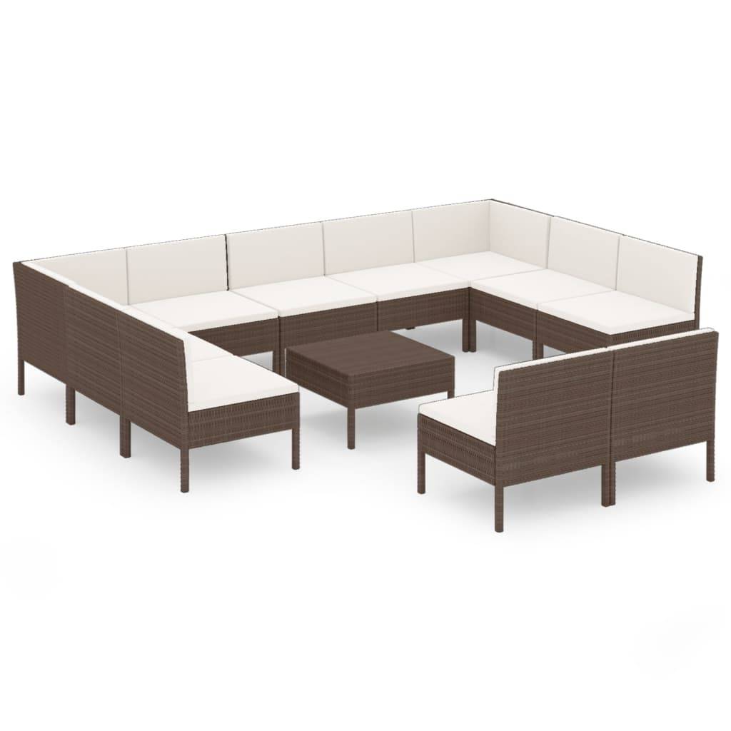 Helloshop26 - Salon de jardin meuble d'extérieur ensemble de mobilier 12 pièces avec coussins résine tressée marron - Image 1