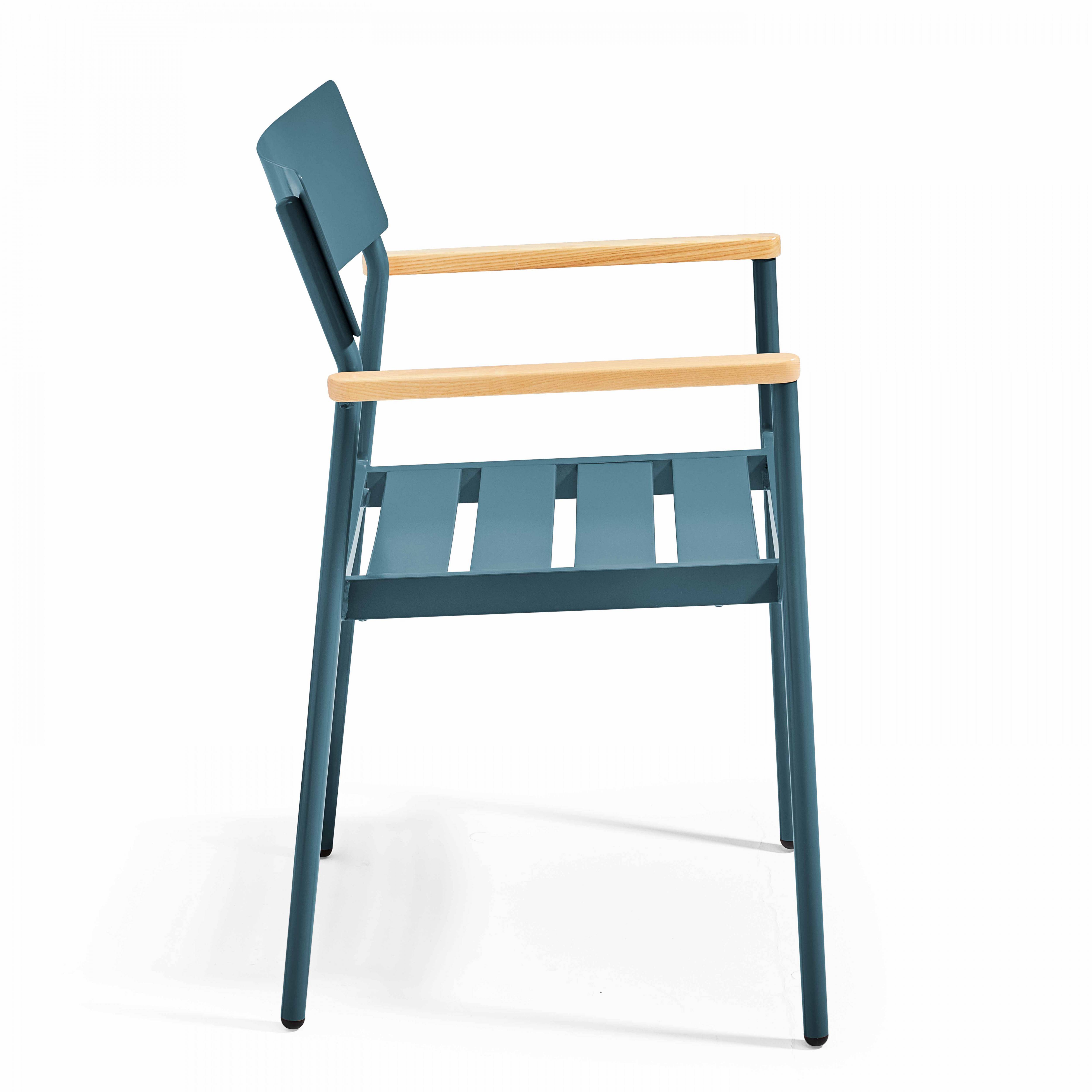 Oviala - Fauteuil de jardin en aluminium et bois bleu canard
 Leeds - Oviala - Image 3