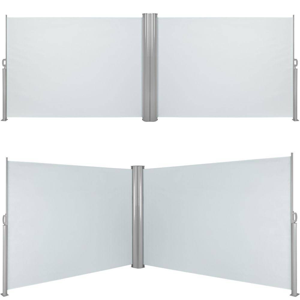 Helloshop26 - Auvent store latéral brise-vue paravent rétractable double gris 160 x 600 cm - Image 4