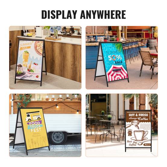 VEVOR Chevalet stop-trottoir affichage double-face 91x61 cm, acier, pliable. Étanche, bars, restaurants. - Image 6