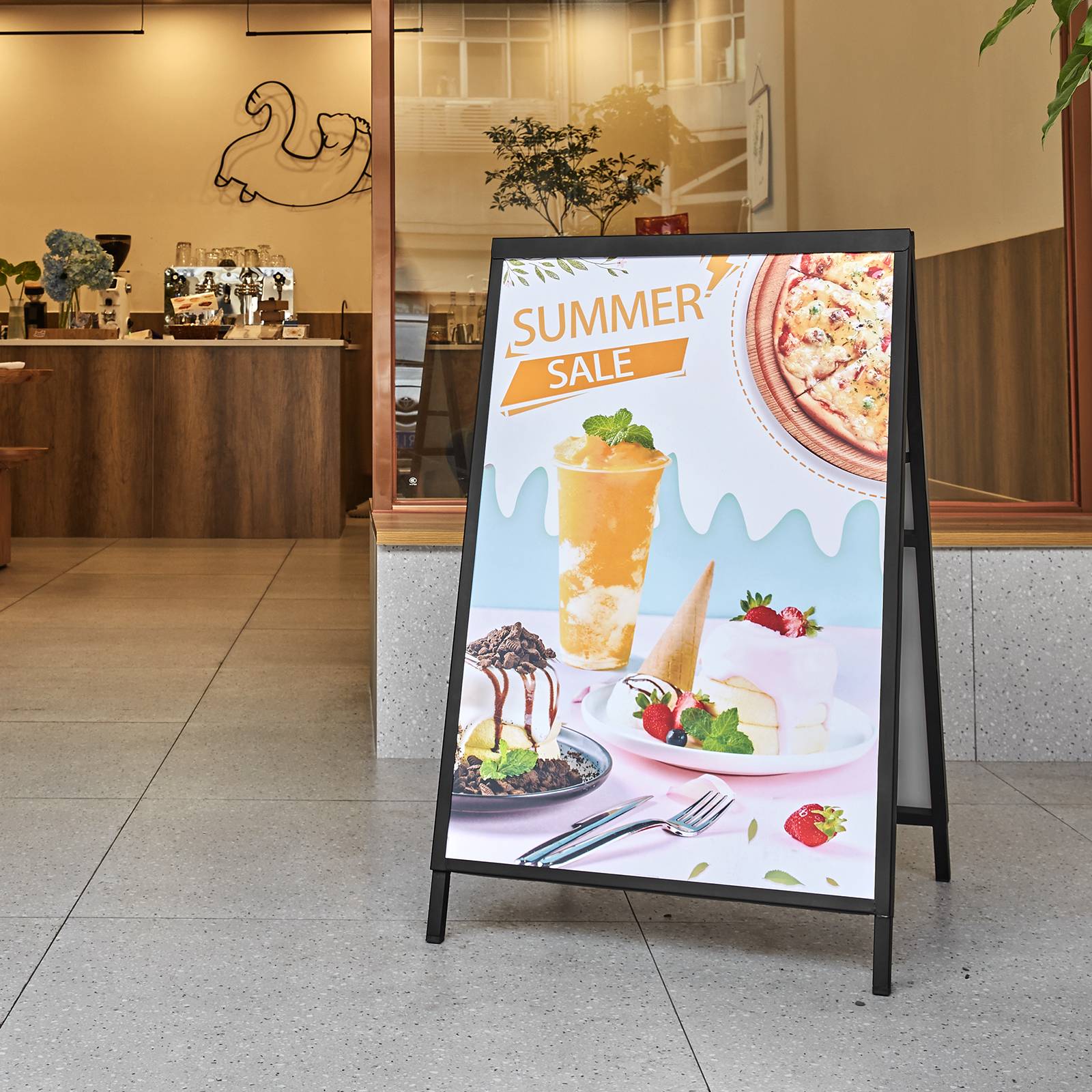 VEVOR Chevalet stop-trottoir affichage double-face 91x61 cm, acier, pliable. Étanche, bars, restaurants. - Image 8