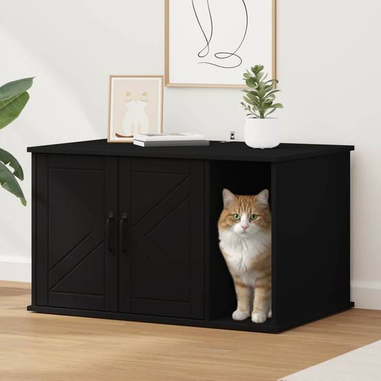 ComfortXL - Maison Chat Noir Bois Ingénierie Niche Design Sobre 85x55cm - ComfortXL Outdoor Living - Image 1