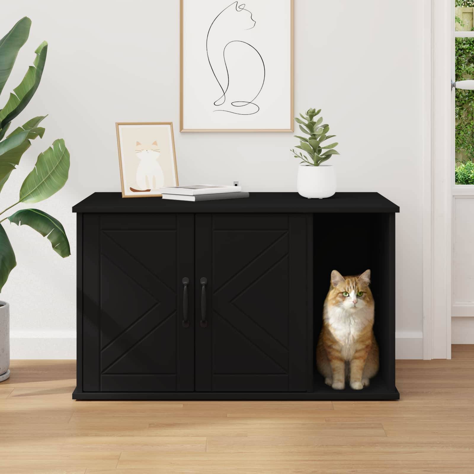 ComfortXL - Maison Chat Noir Bois Ingénierie Niche Design Sobre 85x55cm - ComfortXL Outdoor Living - Image 4