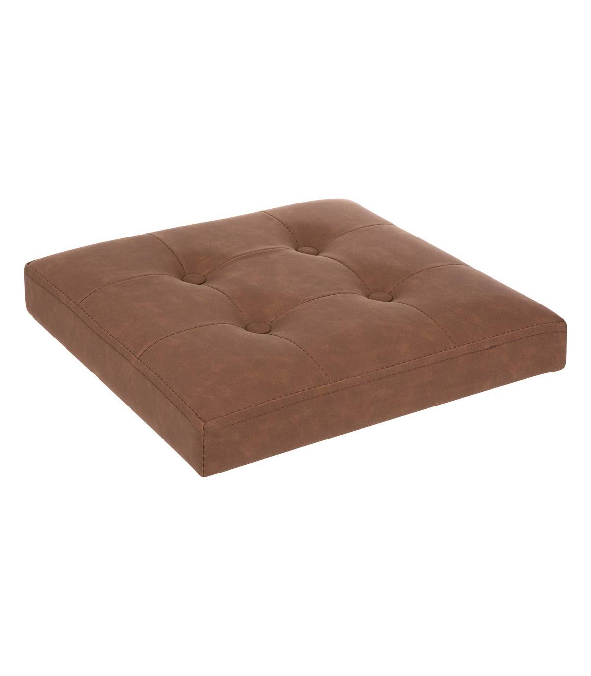 Pouf et Coffre de rangement en bois et revêtement Marron 38 x 38 cm - Image 3
