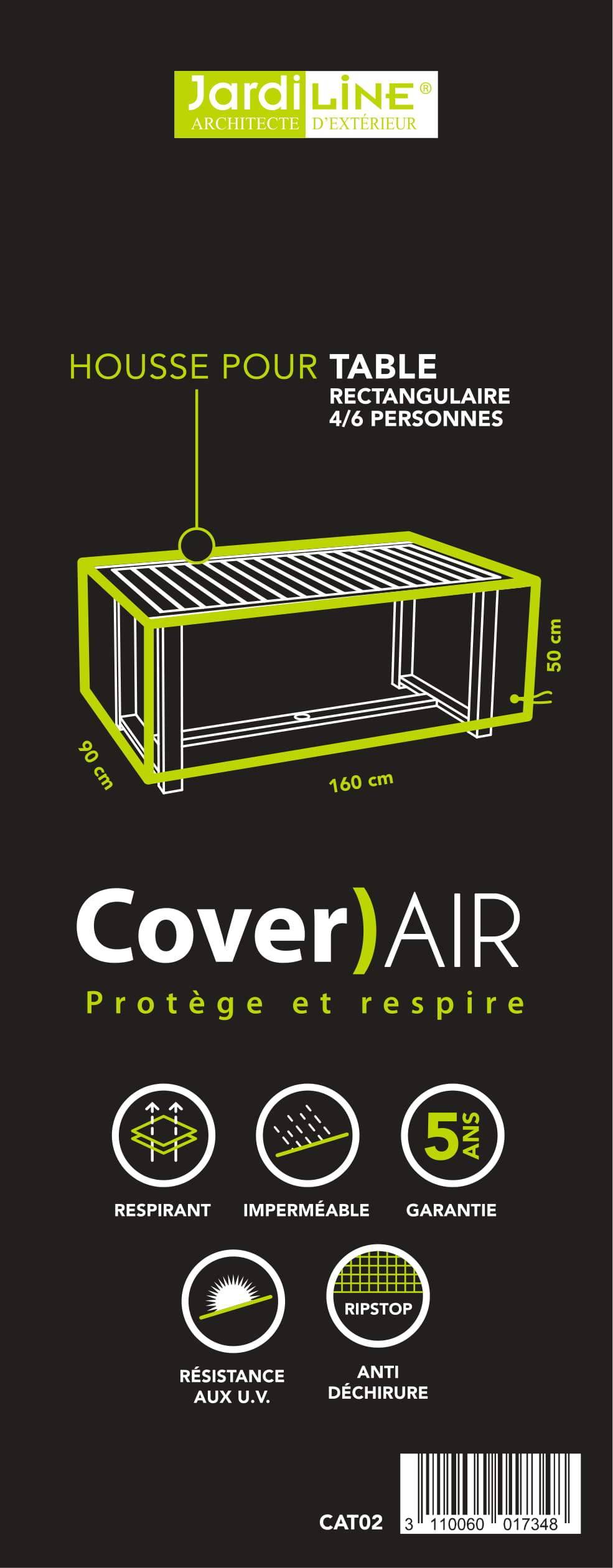 Housse de protection Cover Air pour table de jardin rectangulaire 4-6 personnes - 160 x 90 x 50 cm - Jardiline - Image 4
