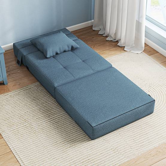 Fauteuil convertible, inclinable, lit d'appoint. Housse amovible, 70 cm x 70 cm x 61 cm, bleu foncé. - Image 4
