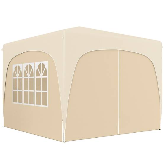 Gazebo pliante 3x3m avec panneaux latéraux UPF50+, hauteur réglable et sac de transport (Sable) - Image 2