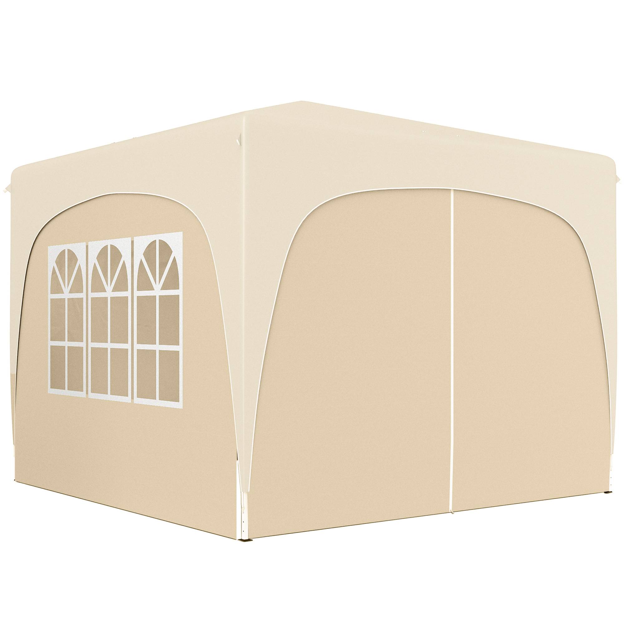 Gazebo pliante 3x3m avec panneaux latéraux UPF50+, hauteur réglable et sac de transport (Sable) - Image 2