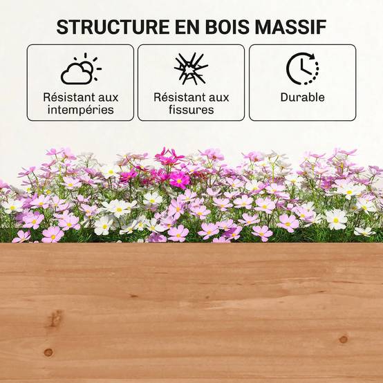 Jardinière Surélevée Bois Sapin Balcon Terrasse 4 Niveaux Gain Espace 85x45x140 Marron - ComfortXL Outdoor Living - Image 10