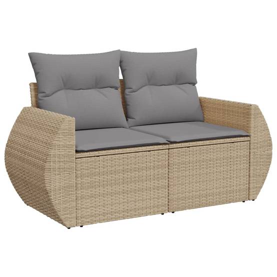 ComfortXL - Salon de Jardin Bas 9 Places 10 Pièces Résine Beige avec Table et Coussins Gris Clair – ComfortXL Outdoor Living - Image 3