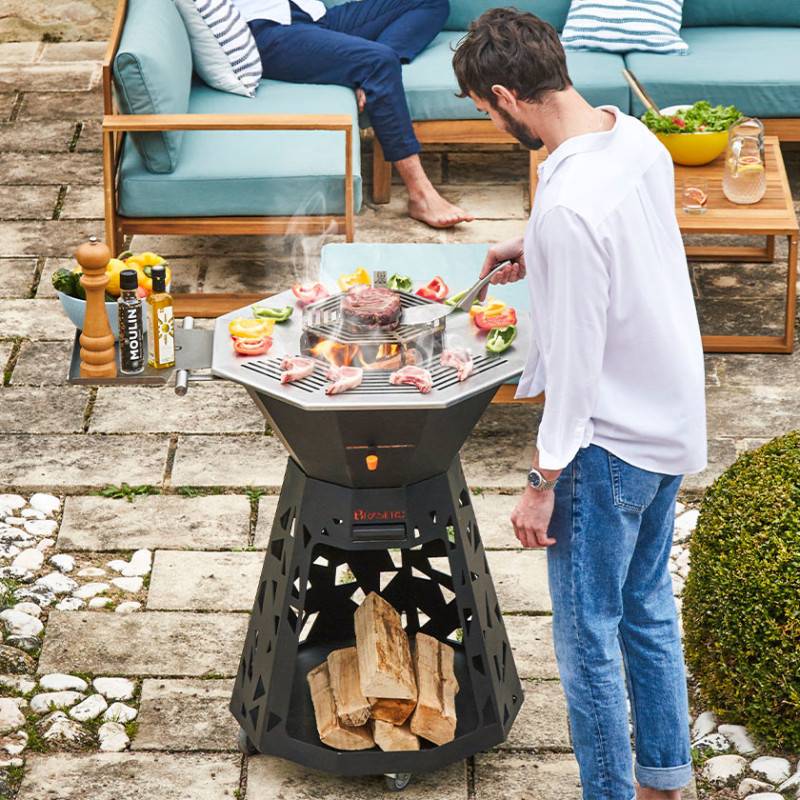 Brasero - Barbecue bois, plancha et braséro - BRASERO Design - 3 en 1 - Plaque inox XXL et grille - Image 2