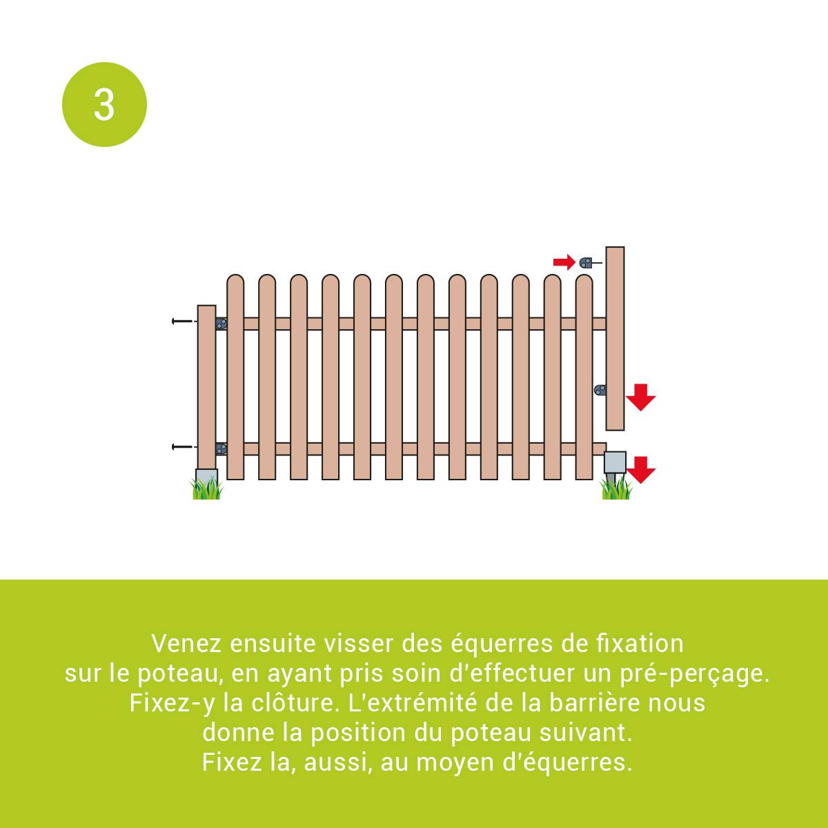Kit barrière en bois Coquelicot H 60 cm à fixer - Cémonjardin - Image 3